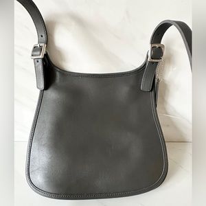 Vintage Coach Grey Hippie flap crossbody slim saddle